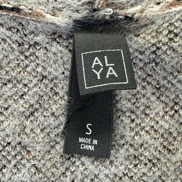 ALYA Cardigan Womens Size S Black White Cheetah Print Open Front Fuzzy Duster - Picture 4 of 8